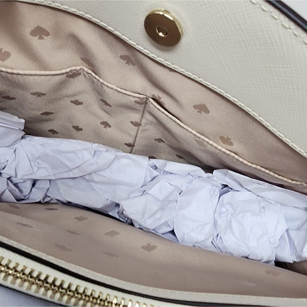 Kate Spade Ivory Off White Handbag Satchel Pebble Leather Purse Gold Trim NWT - Picture 7 of 13